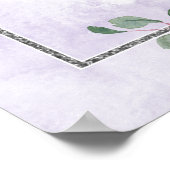 紫と銀のフローラボー結婚ホの歓迎サイン ポスター (角)