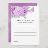 紫と銀のフローラヴィンテージブライダルシャワー アドバイスカード (正面/裏面)