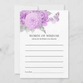 紫と銀のフローラヴィンテージブライダルシャワー アドバイスカード