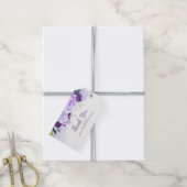 紫と銀のフローラ水の結婚色 ギフトタグ (より糸付き)