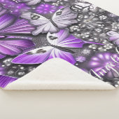 紫と銀のフローラ蝶名前をカスタムする シェルパブランケット (3/4)