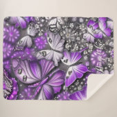 紫と銀のフローラ蝶名前をカスタムする シェルパブランケット (正面(横))