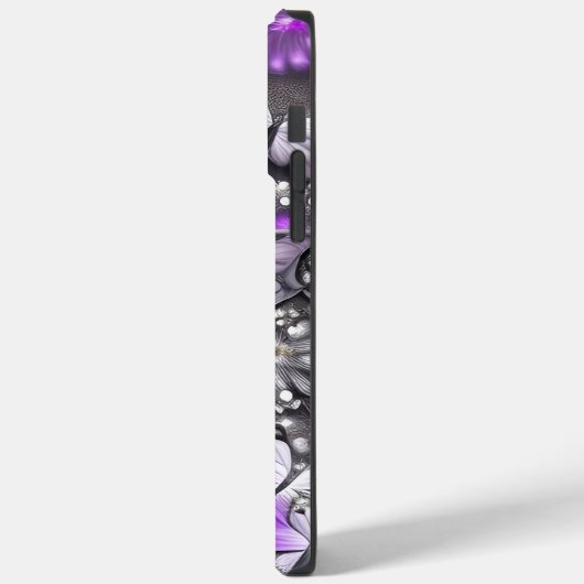 紫と銀のフローラ蝶名前をカスタムする Case-Mate iPhoneケース (裏面 / 左)