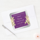 紫と銀のフローラ製品の包装ラベル スクエアシール (封筒)