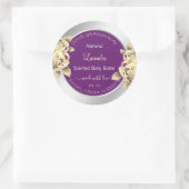 紫と銀のフローラ製品の包装ラベル ラウンドシール (バッグ)