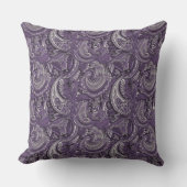 紫と銀のペイズリー模様 クッション (正面)