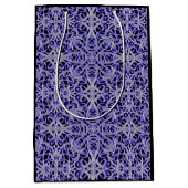 紫と銀のレースパターン ミディアムペーパーバッグ (正面)