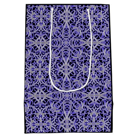 紫と銀のレースパターン ミディアムペーパーバッグ (裏面)
