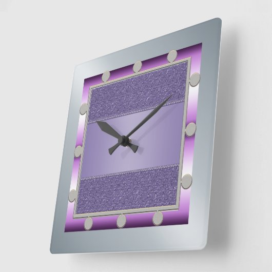 紫と銀の壁時計 スクエア壁時計 (傾斜)