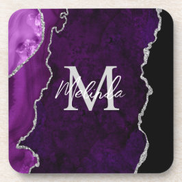 紫と銀の大理石瑪瑙 コースター