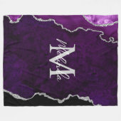 紫と銀の大理石瑪瑙 フリースブランケット (正面(横))