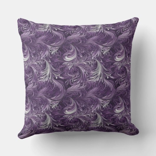 紫と銀の抽象芸術模様 クッション (裏面)