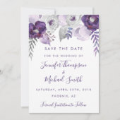 紫と銀の水の色のフローラ日付を保存 セーブザデート (正面)