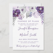 紫と銀の水の色結婚の計画の変更 招待状 (正面)