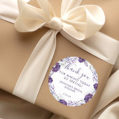 紫と銀の水カラーフローラブライダルシャワー ラウンドシール