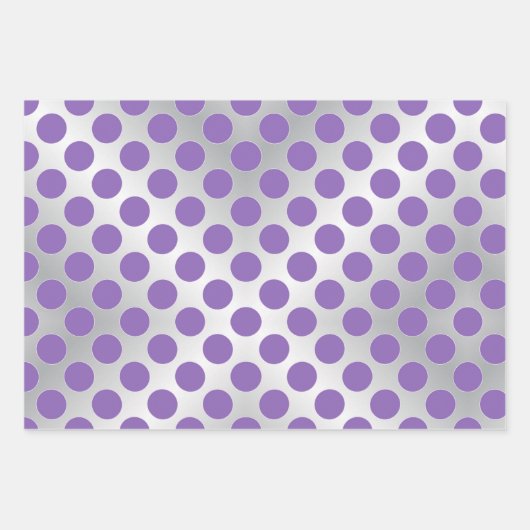 紫と銀の水玉模様 ラッピングペーパーシート (正面2)