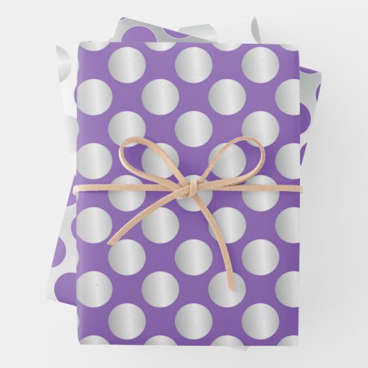 紫と銀の水玉模様 ラッピングペーパーシート (インサイチュ)