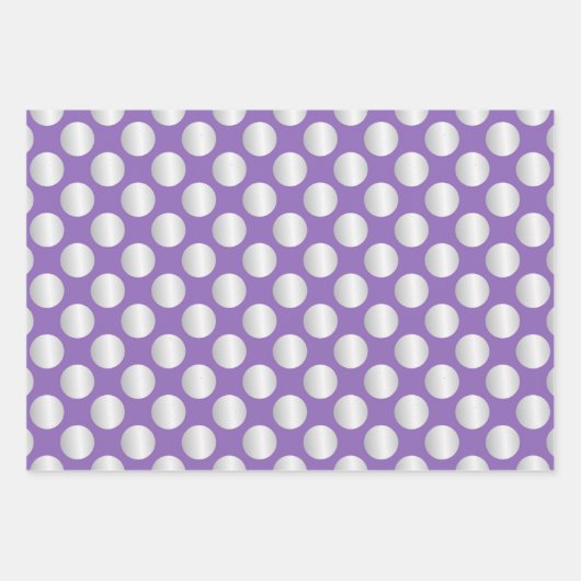 紫と銀の水玉模様 ラッピングペーパーシート (正面)