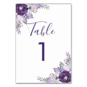 紫と銀の水色のフローラ結婚ズ テーブルナンバー (正面)