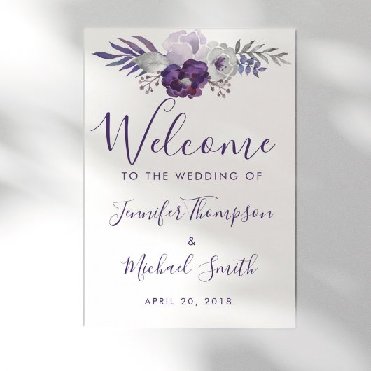 紫と銀の水色のフローラ結婚ズ ポスター