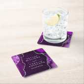 紫と銀の瑪瑙の大理石結婚の スクエアペーパーコースター (インサイチュ)