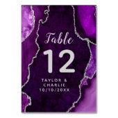 紫と銀の瑪瑙の大理石結婚の テーブルナンバー (裏面)