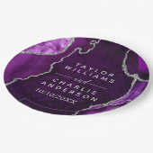 紫と銀の瑪瑙の大理石結婚の ペーパープレート (アングル)