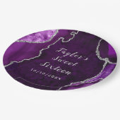 紫と銀の瑪瑙の大理石Sweet sixteen ペーパープレート (アングル)