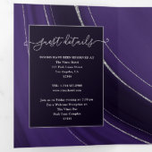 紫と銀の瑪瑙の石結婚石の3倍の請求書 三つ折り招待状 (内部最初)