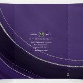 紫と銀の瑪瑙の石結婚石の3倍の請求書 三つ折り招待状 (内部中)