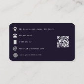 紫と銀の瑪瑙のQRコードの名刺 名刺 (裏面)