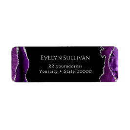 紫と銀の瑪瑙差出人住所ラベル ラベル