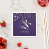 紫と銀の紙吹雪点 スタンダードカクテルナプキン (インサイチュ)