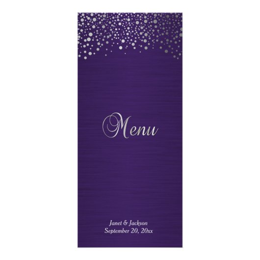 紫と銀の紙吹雪点 ラックカード (正面)