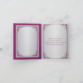 紫と銀の花の結婚式の写真ありがとうカード サンキューカード (内部)