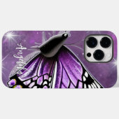 紫と銀の花の蝶 名前 Case-Mate iPhoneケース (裏面 (横))