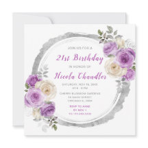 紫と銀の花エレガント誕生会