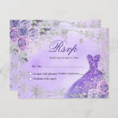 紫と銀のMis Quince RSVPカード (正面/裏面)