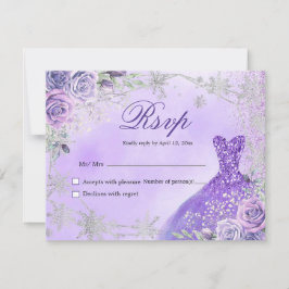 紫と銀のMis Quince RSVPカード