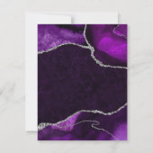紫と銀エレガントのグリッター大理石瑪瑙 出欠カード (裏面)