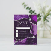 紫と銀エレガントのグリッター大理石瑪瑙 出欠カード (スタンド正面)
