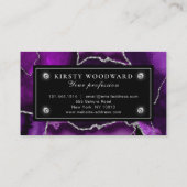 紫と銀エレガントのグリッター大理石瑪瑙 名刺 (裏面)