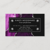 紫と銀エレガントのグリッター大理石瑪瑙 名刺 (裏面)