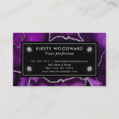 紫と銀エレガントのグリッター大理石瑪瑙 名刺 (裏面)