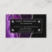 紫と銀エレガントのグリッター大理石瑪瑙 名刺 (裏面)