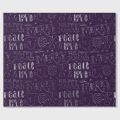 紫と銀エレガント箔クリスマスワードアート ラッピングペーパー (フラット)