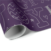 紫と銀エレガント箔クリスマスワードアート ラッピングペーパー (ロールコーナー)