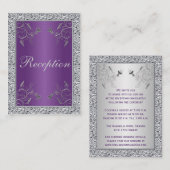 紫と銀フェイク箔のフローラエンクロージャカード エンクロージャーカード (正面/裏面)