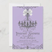 紫と銀ホワイトボウランジェリーシャワー 招待状 (正面)