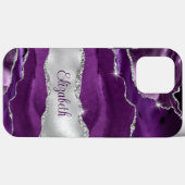 紫と銀モダンのアガテモノグラム Case-Mate iPhoneケース (裏面 (横))
